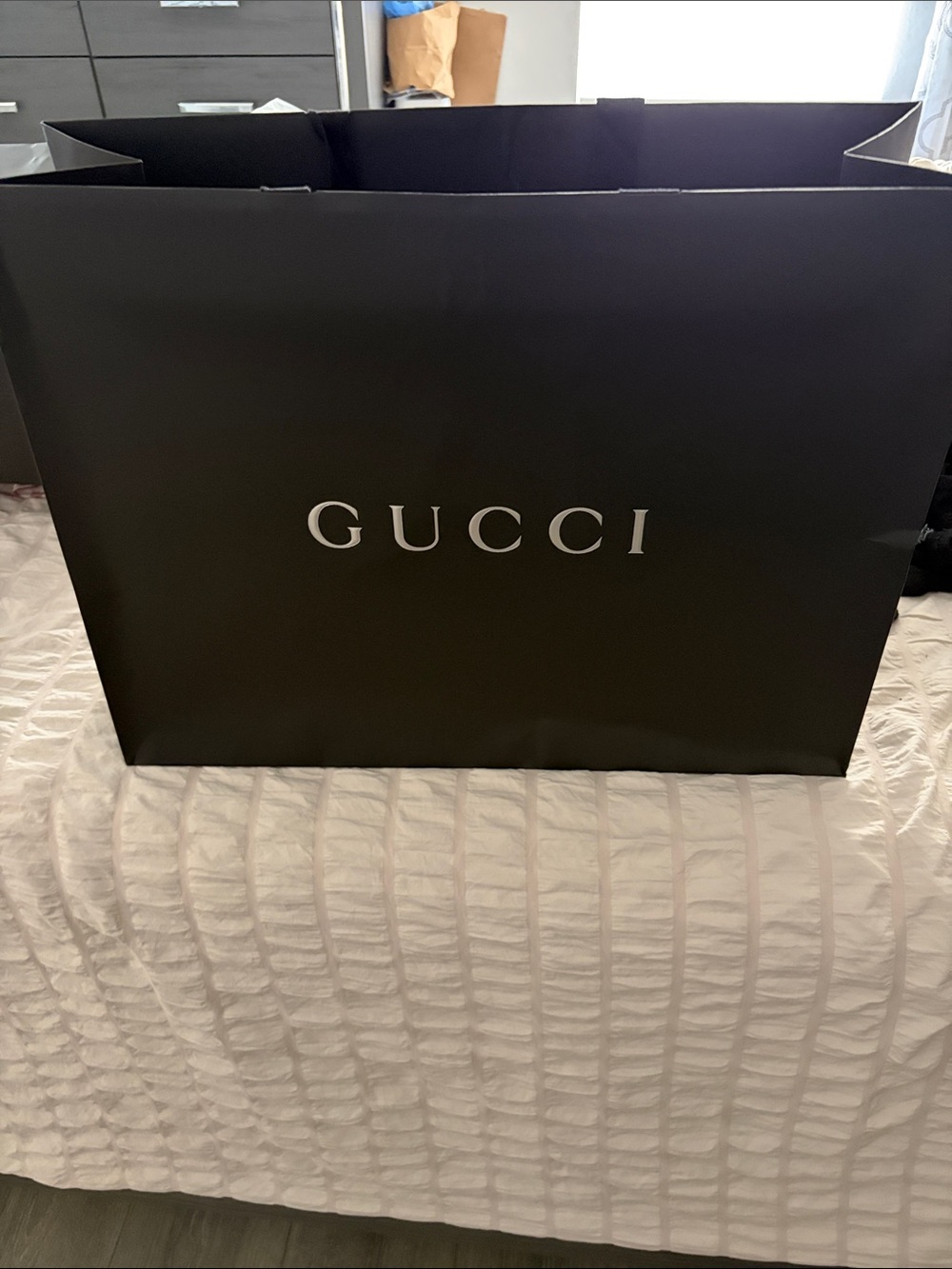 Gucci Black Shopping Bag with silver Logo